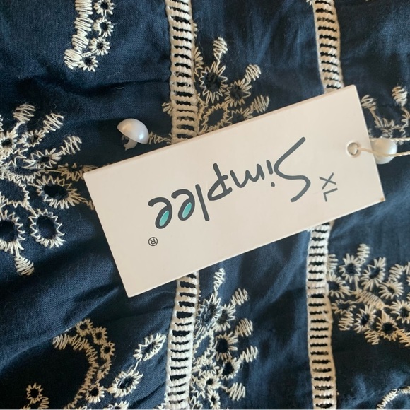 Simplee Allover Print Ruffle Hem Cami Dress Blue White XL - Picture 9 of 13